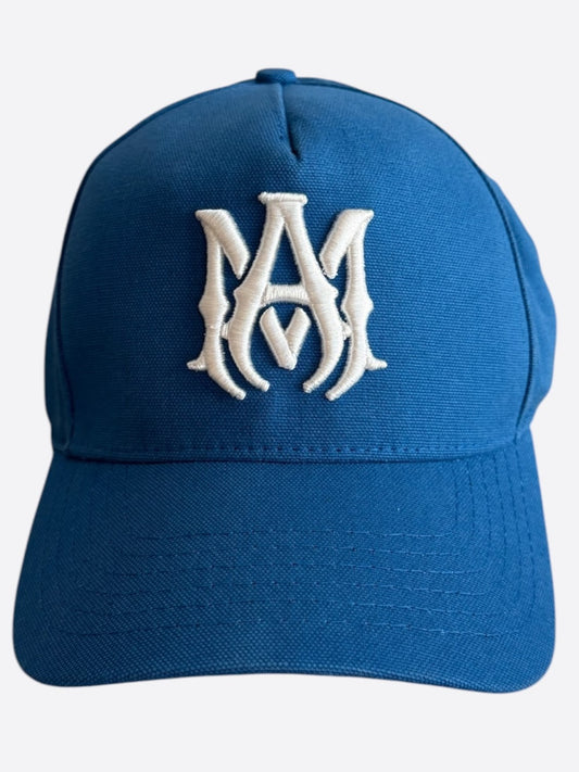 Amiri Blue & White MA Logo Trucker Hat