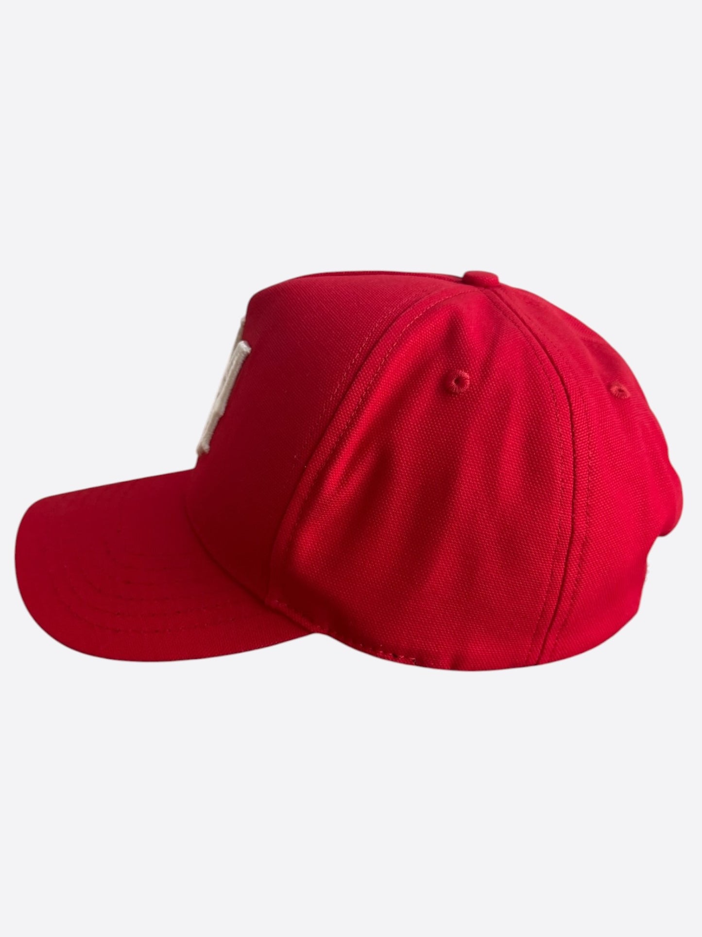 Amiri Red & White MA Logo Trucker Hat