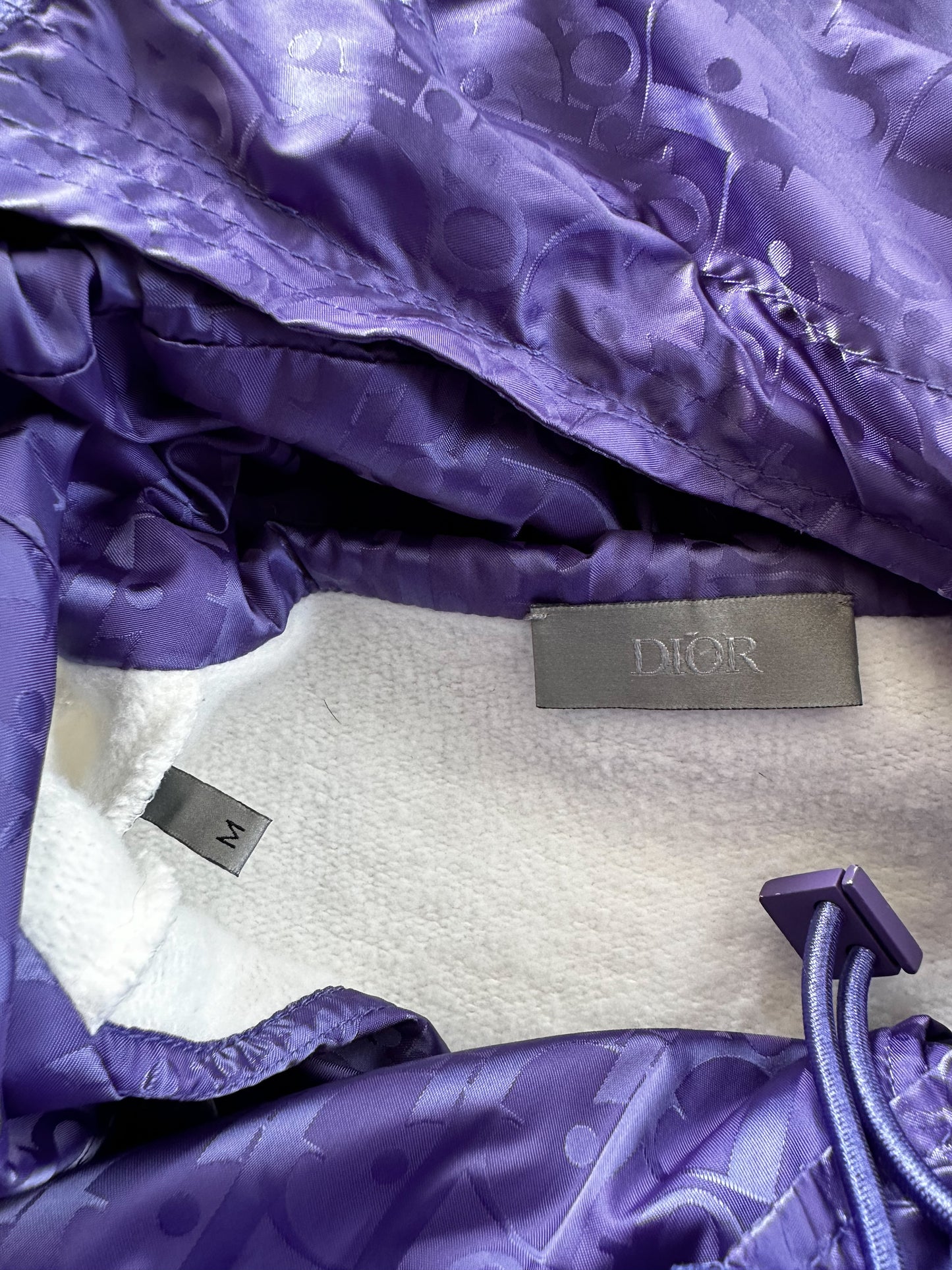 Dior White & Purple Oblique Hoodie Anorak