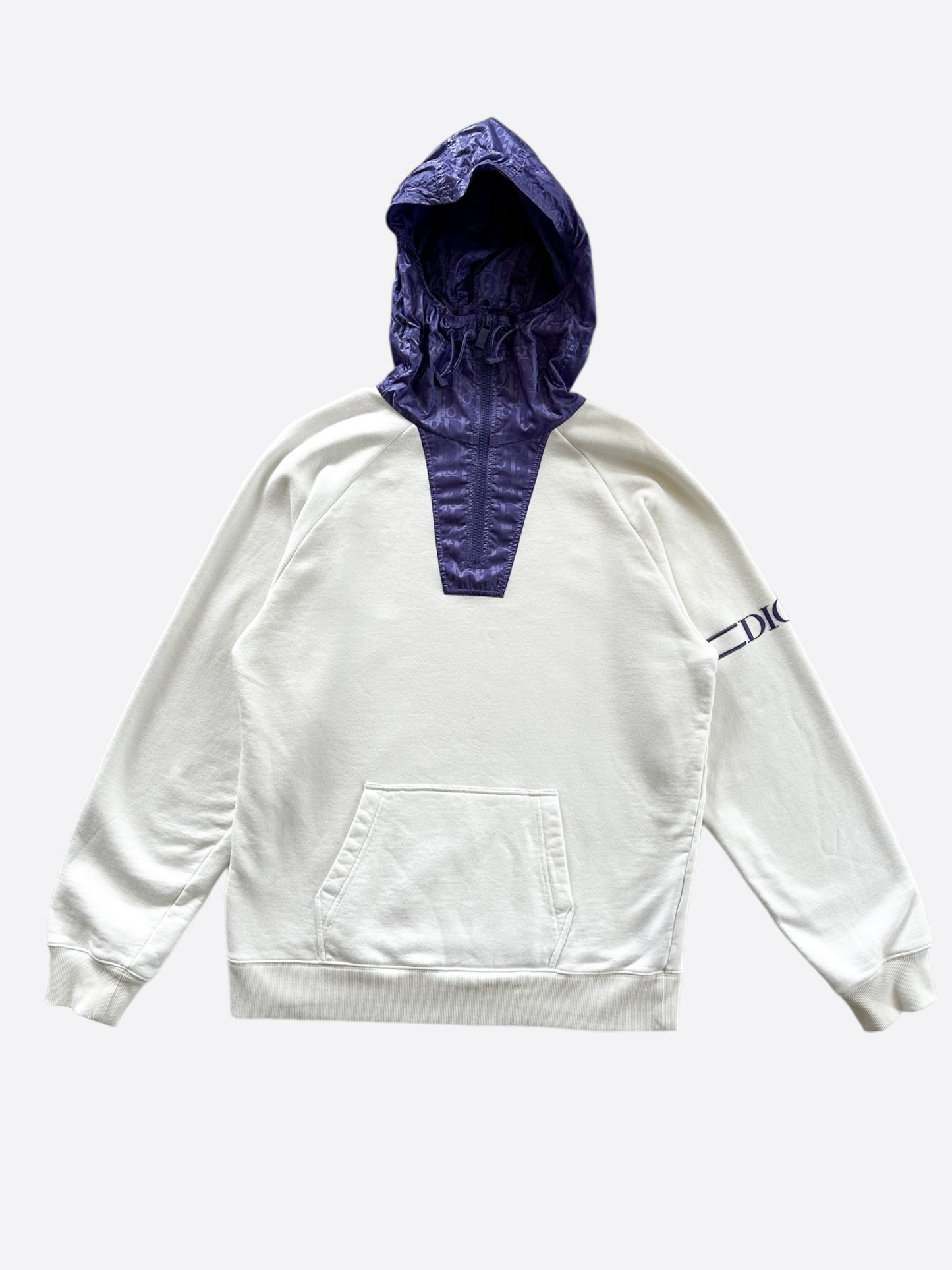 Dior White & Purple Oblique Hoodie Anorak