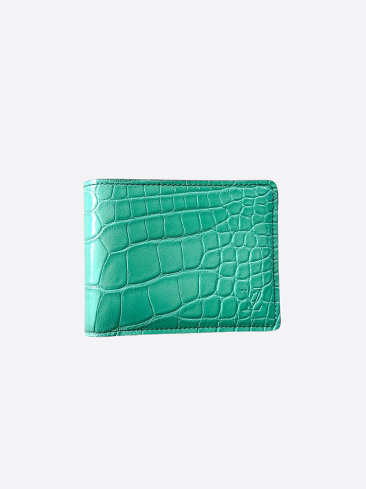 Louis Vuitton Turquoise Alligator Bifold Wallet