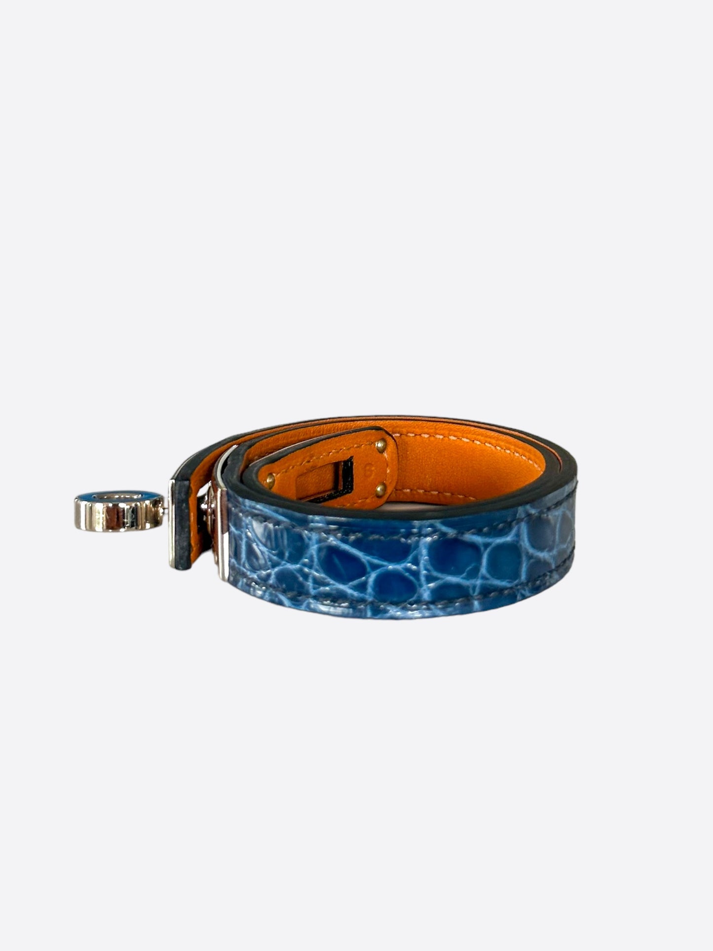 Hermes Blue Crocodile Double Kelly Bracelet