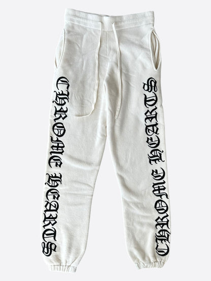 Chrome Hearts Beige & Black Embroidered Cashmere Sweatpants