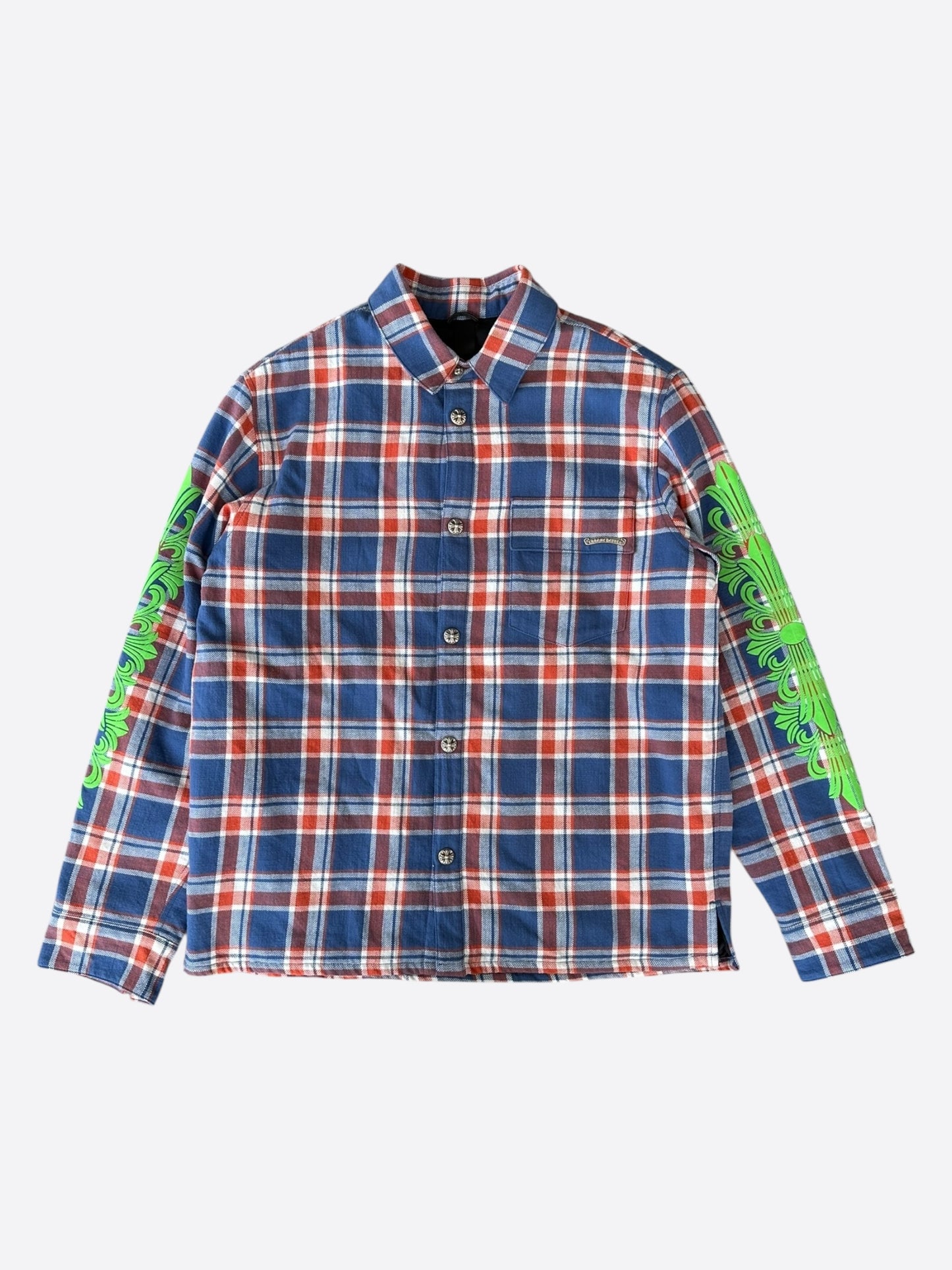 Chrome Hearts Blue & Green Floral Padded Flannel Jacket