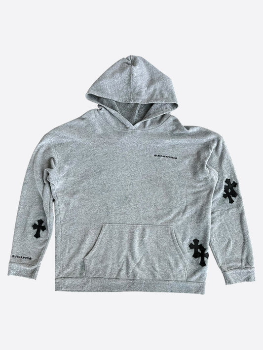 Chrome Hearts Grey & Black Cross Patch Hoodie