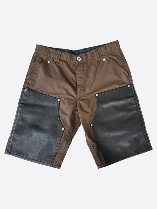 Chrome Hearts Brown Nylon & Leather Carpenter Shorts