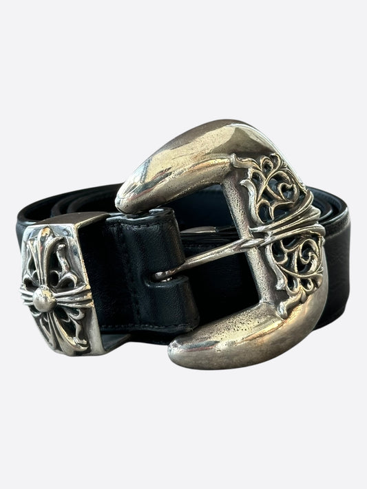 Chrome Hearts Black 3 Piece Leather Belt