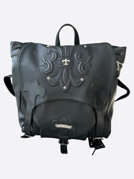 Chrome Hearts Black Fleur Leather Gunslinger Backpack