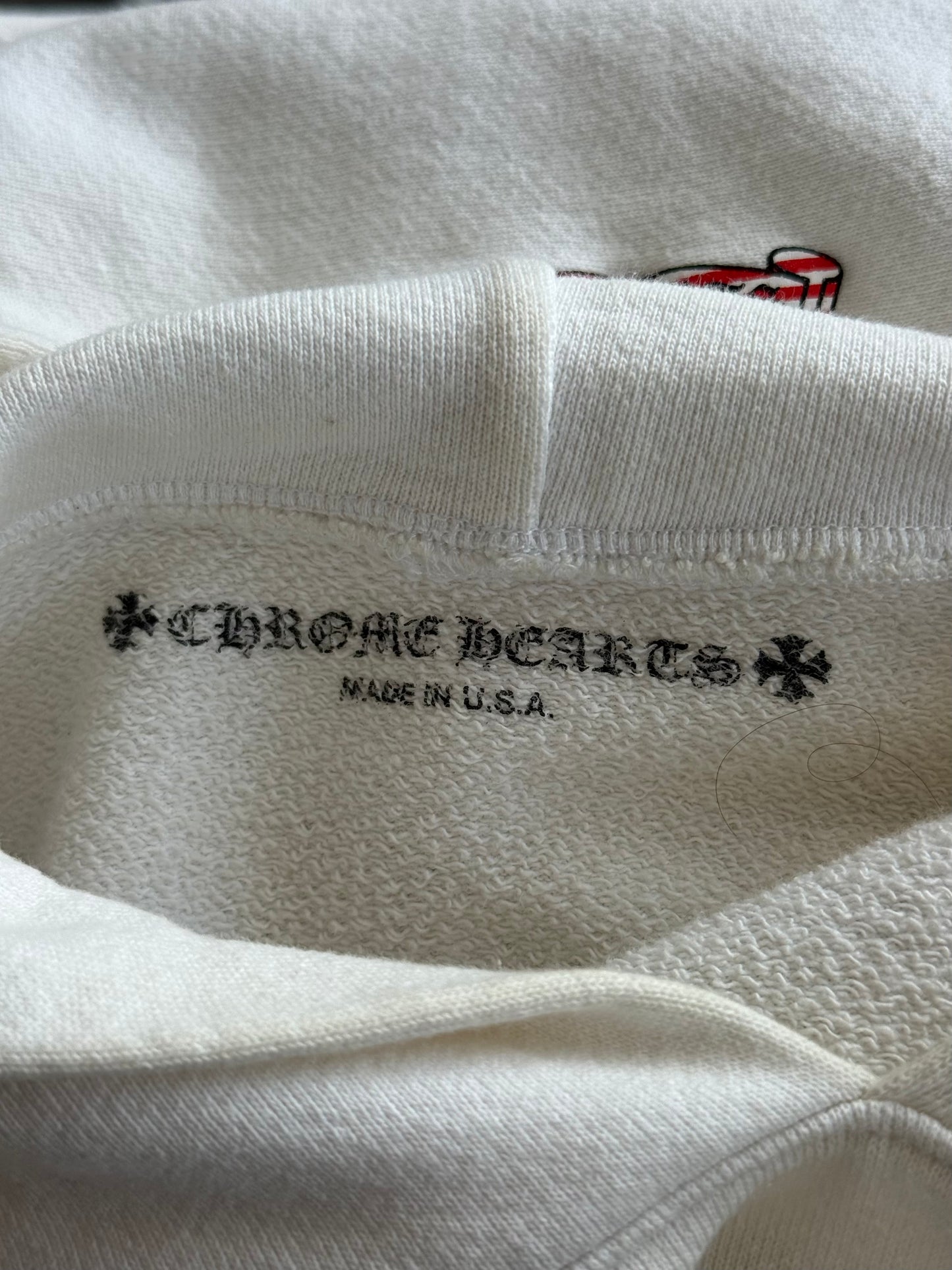 Chrome Hearts Matty Boy White USA Flag Scroll Logo Hoodie