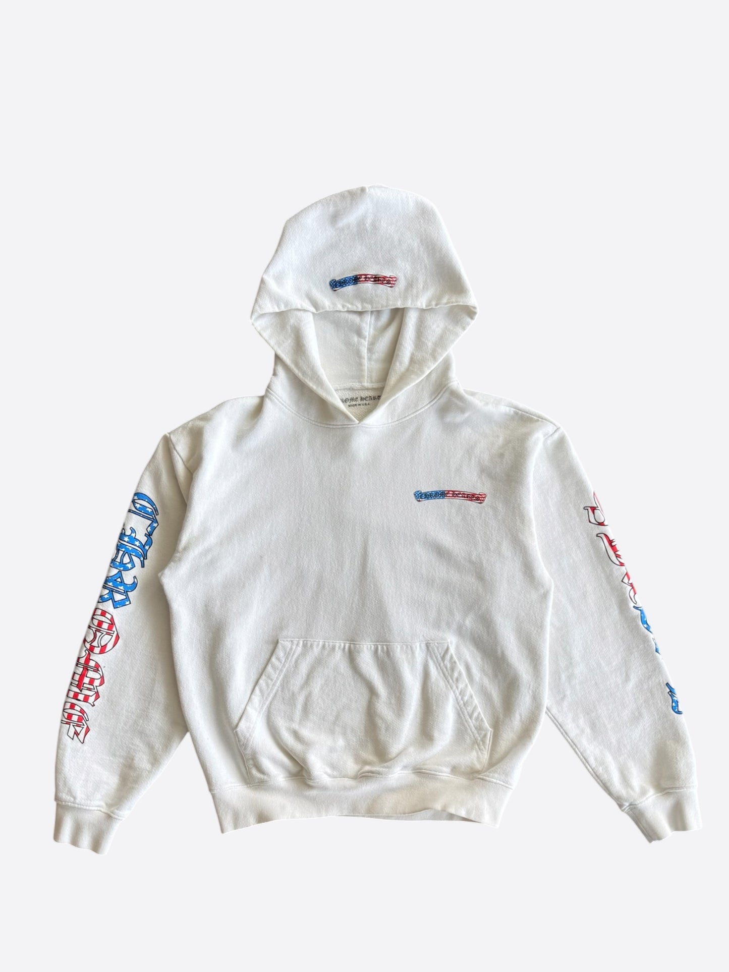 Chrome Hearts Matty Boy White USA Flag Scroll Logo Hoodie