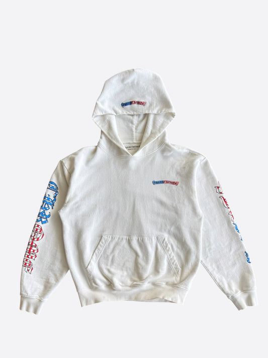 Chrome Hearts Matty Boy White USA Flag Scroll Logo Hoodie
