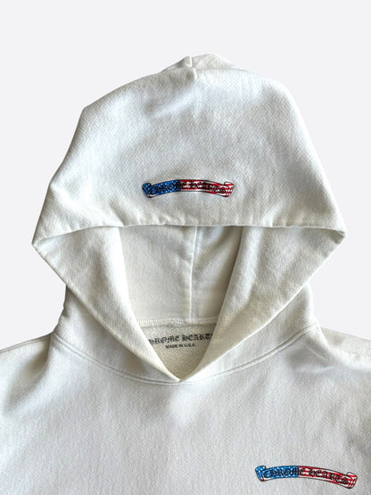 Chrome Hearts Matty Boy White USA Flag Scroll Logo Hoodie