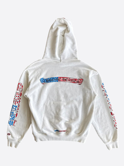 Chrome Hearts Matty Boy White USA Flag Scroll Logo Hoodie