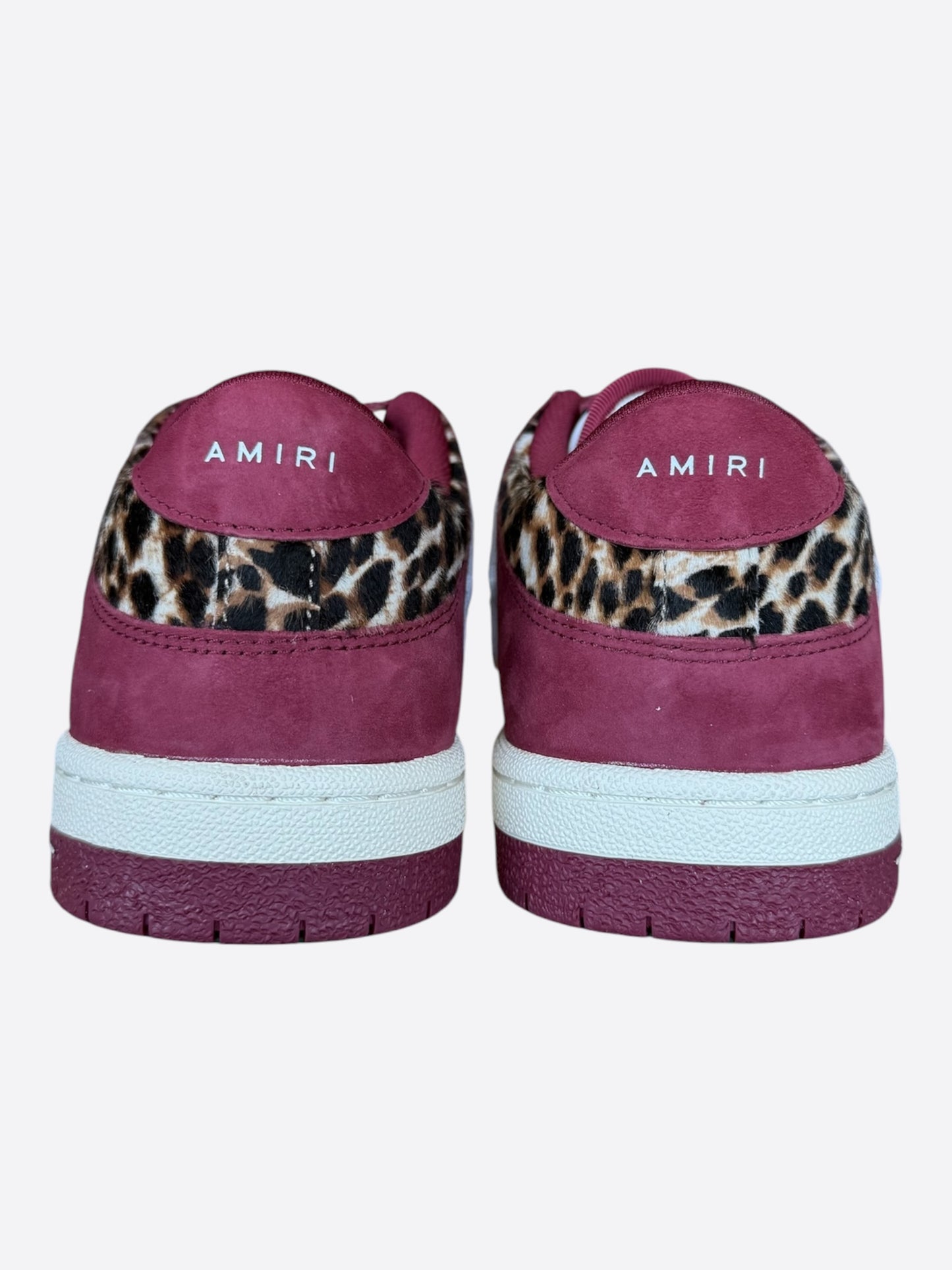 Amiri Burgundy, White & Leopard Skeleton Low Top Sneakers