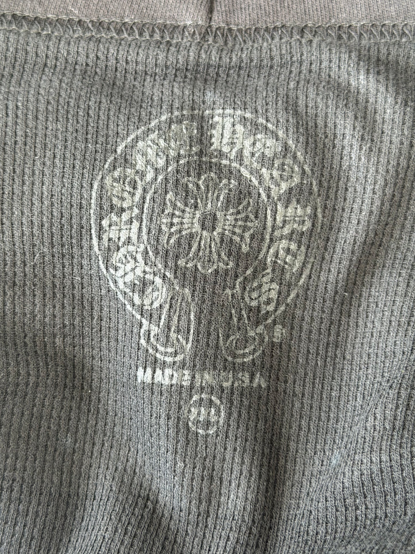 Chrome Hearts Black & White Script Logo Thermal Zip Up Hoodie