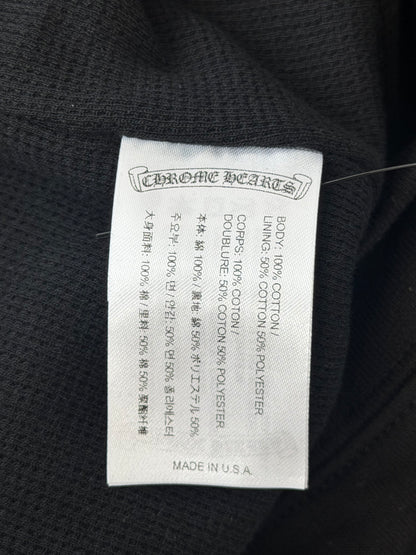 Chrome Hearts Black & White Script Logo Thermal Zip Up Hoodie