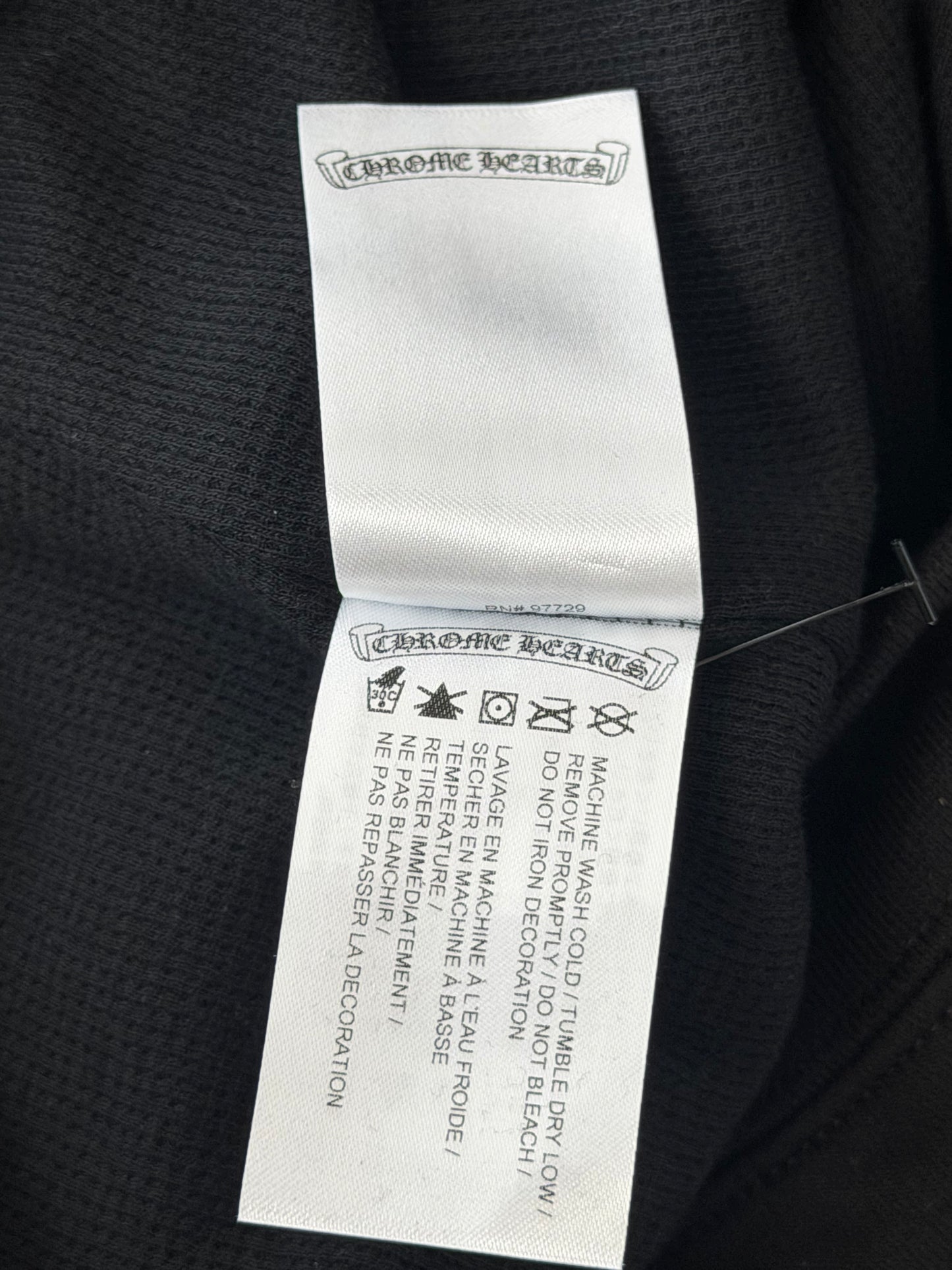 Chrome Hearts Black & White Script Logo Thermal Zip Up Hoodie