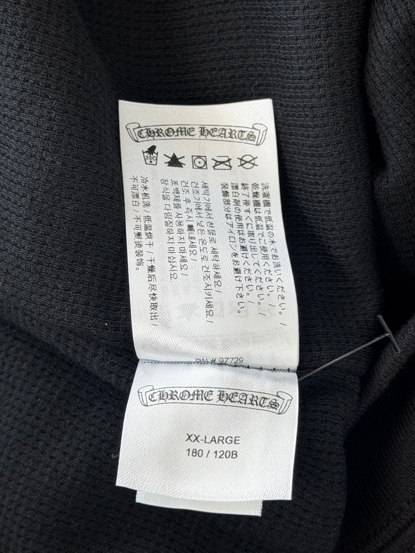 Chrome Hearts Black & White Script Logo Thermal Zip Up Hoodie
