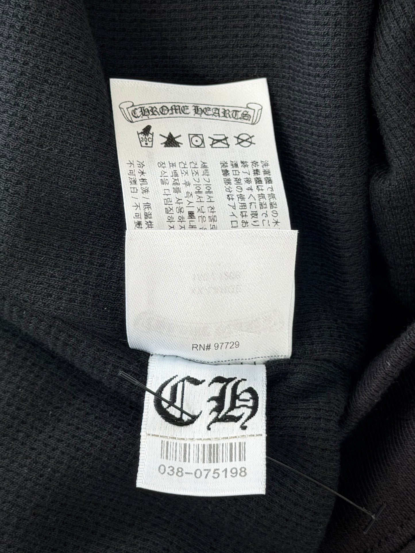 Chrome Hearts Black & White Script Logo Thermal Zip Up Hoodie