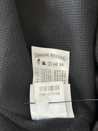 Chrome Hearts Black & White Script Logo Thermal Zip Up Hoodie