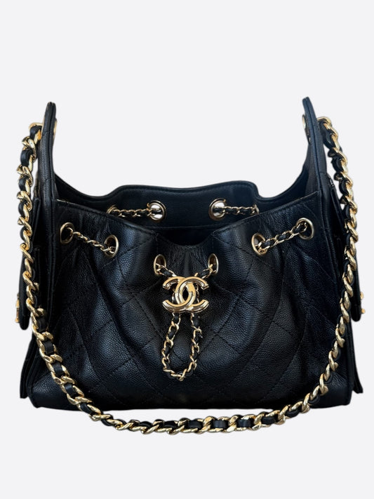 Chanel Black Caviar Quilted Medium 25 Bag