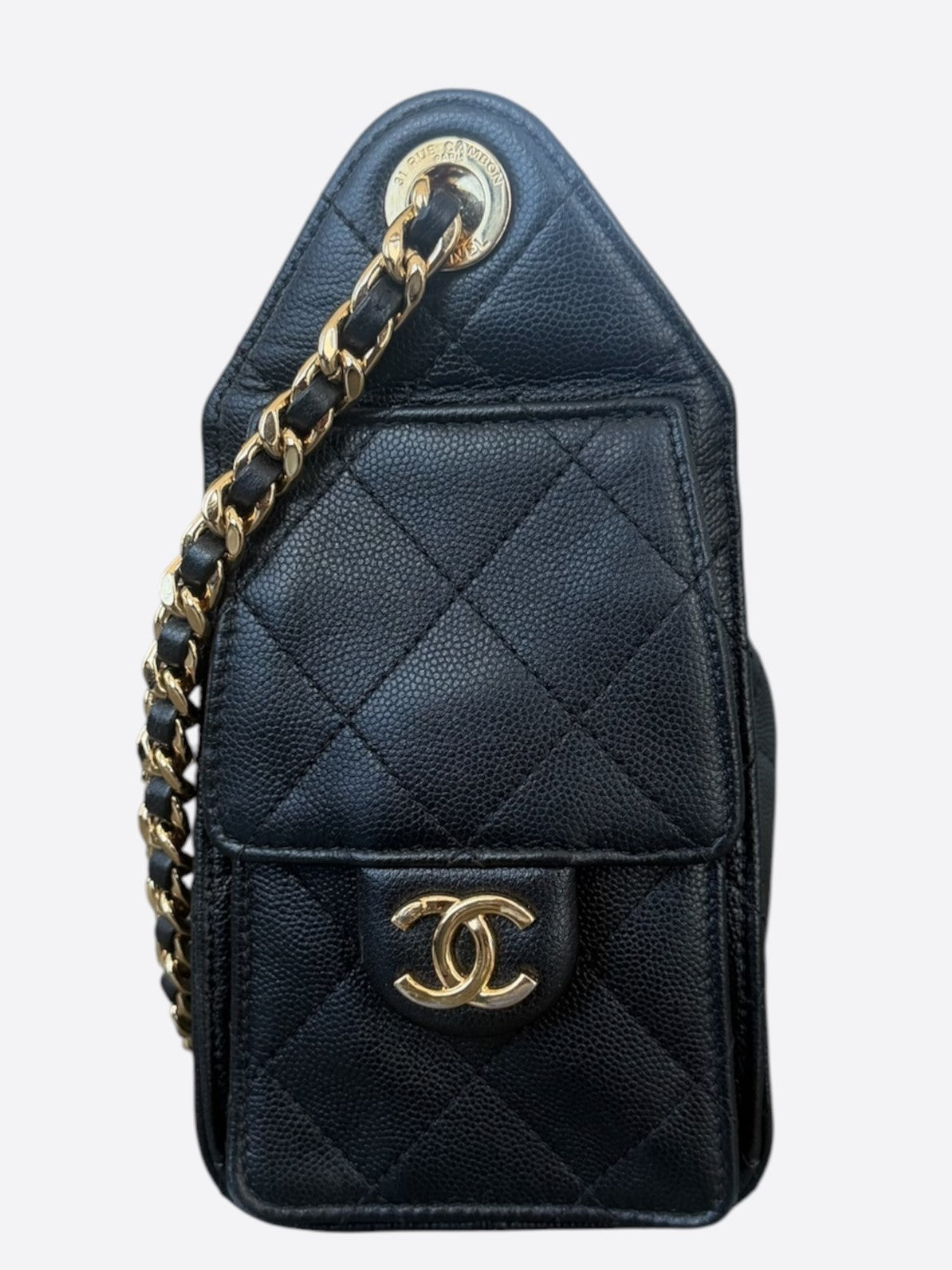 Chanel Black Caviar Quilted Medium 25 Bag
