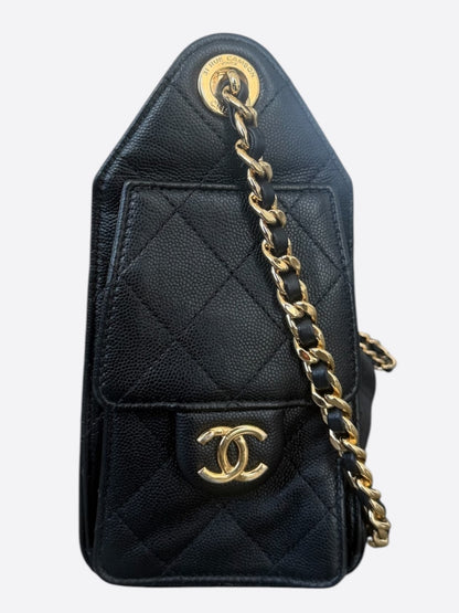 Chanel Black Caviar Quilted Medium 25 Bag
