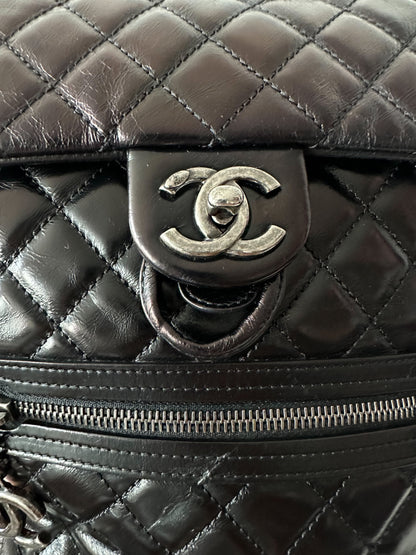 Chanel Black Quilted Glazed Calfskin Mountain Backpack