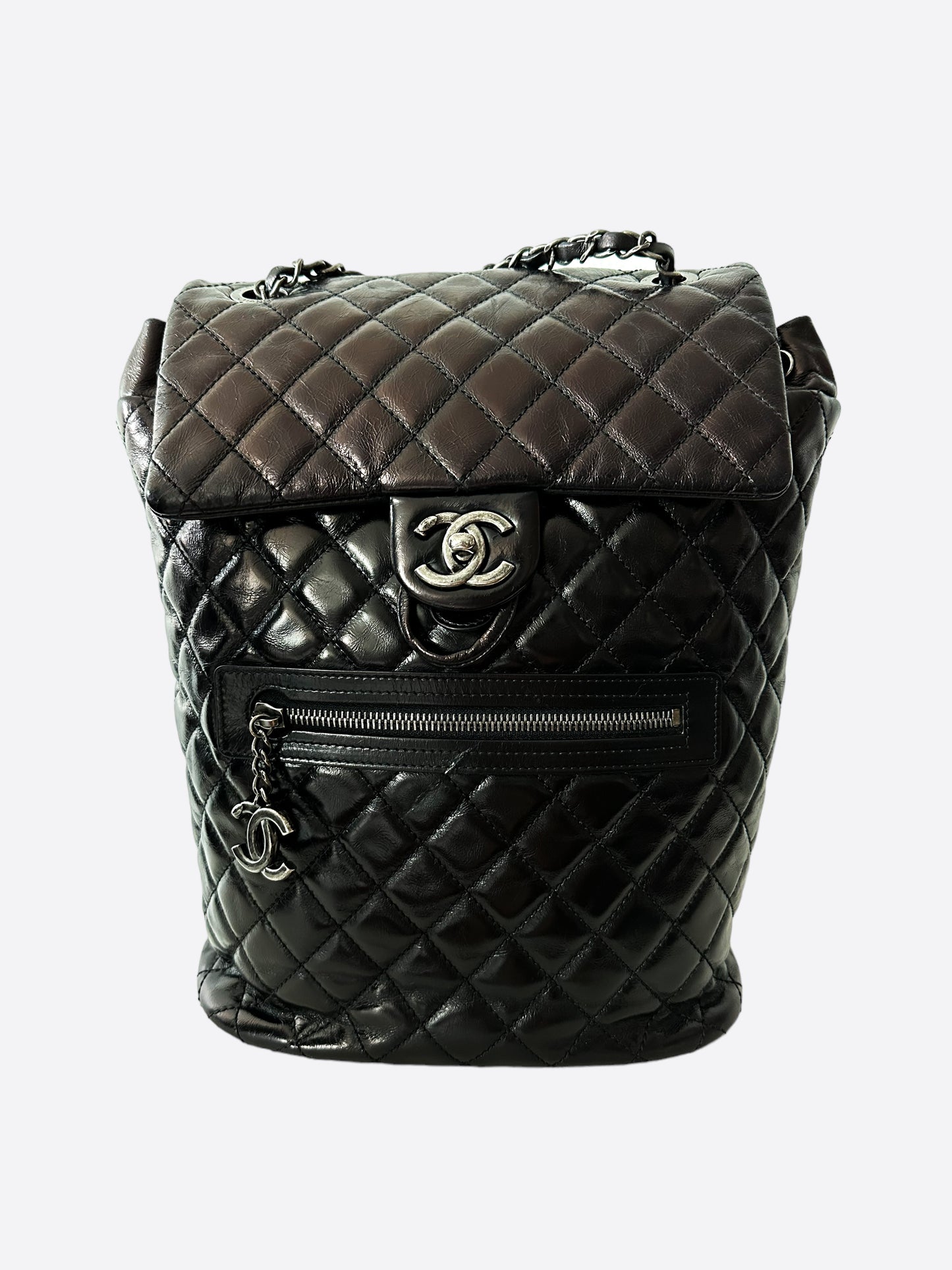 Chanel Black Quilted Glazed Calfskin Mountain Backpack