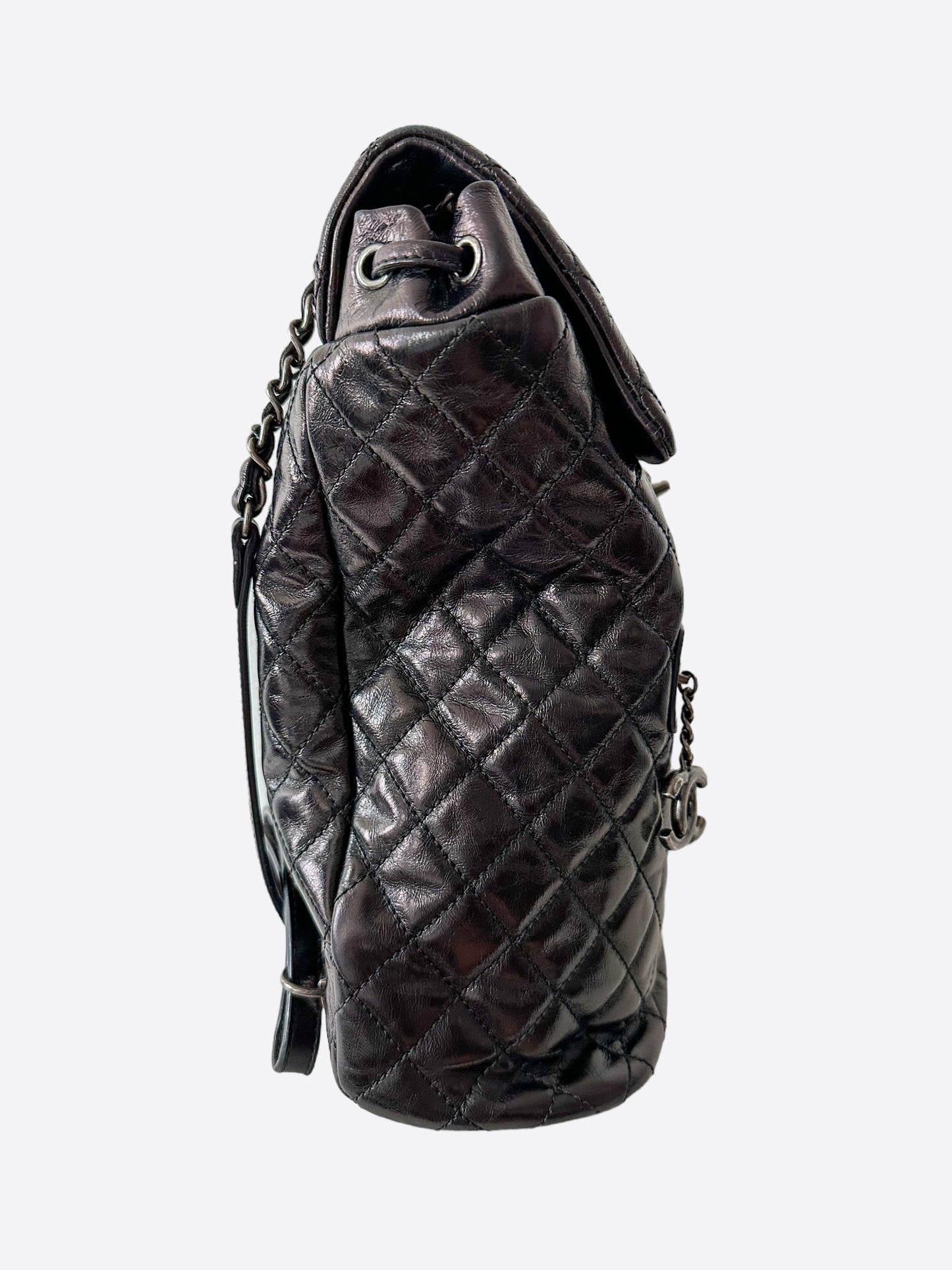 Chanel Black Quilted Glazed Calfskin Mountain Backpack