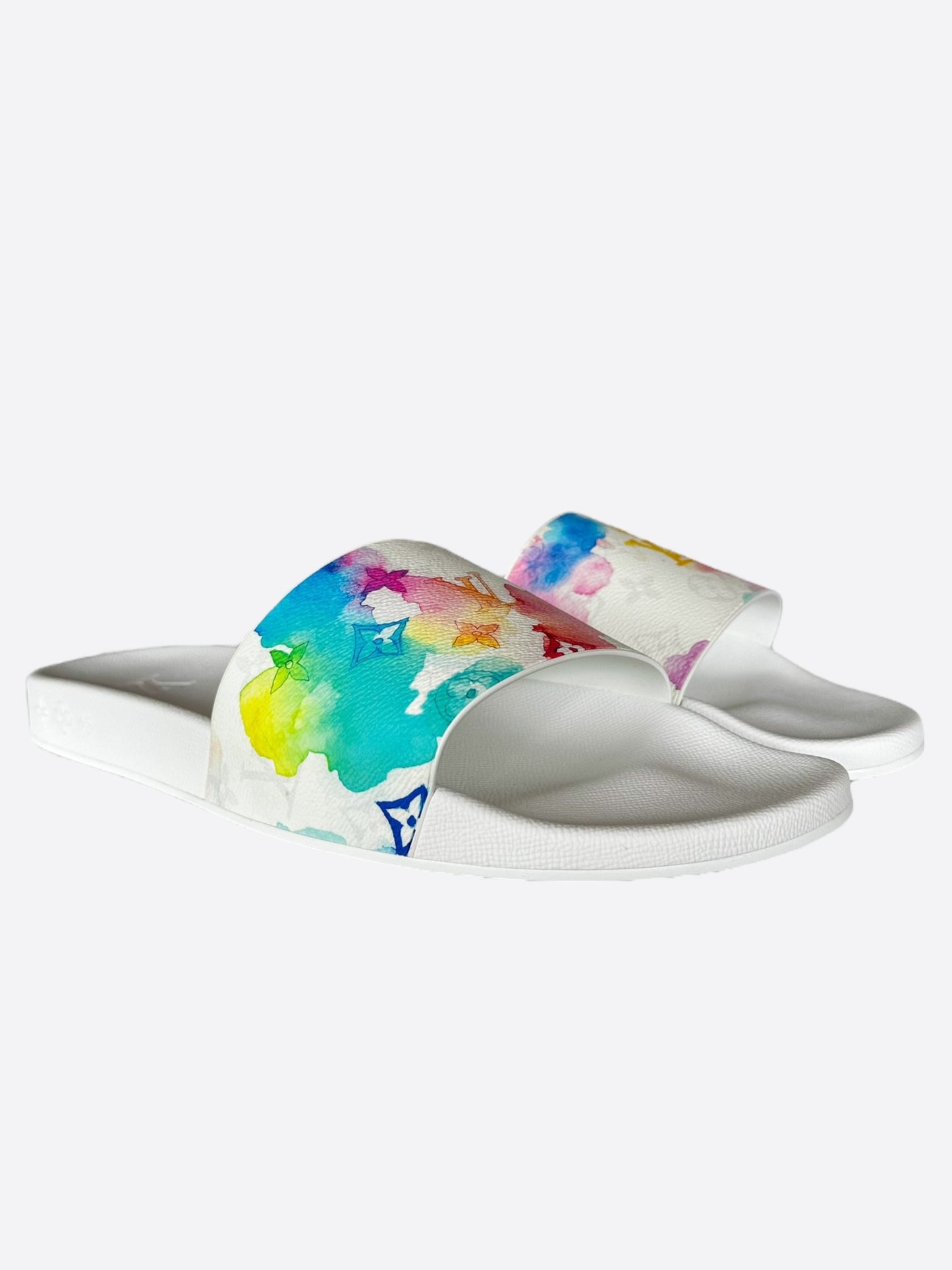 Louis Vuitton White Watercolor Monogram Slides