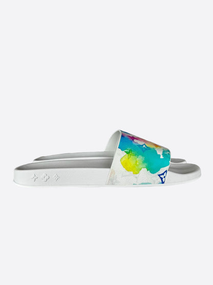 Louis Vuitton White Watercolor Monogram Slides