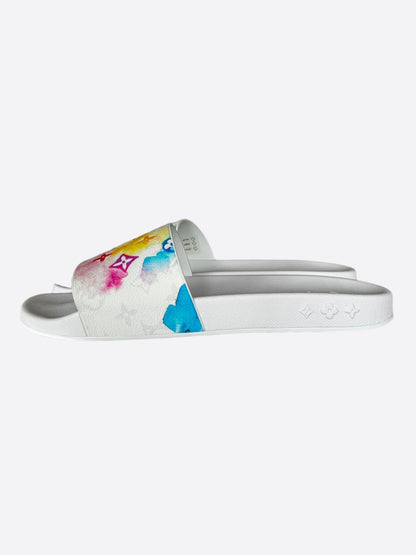 Louis Vuitton White Watercolor Monogram Slides