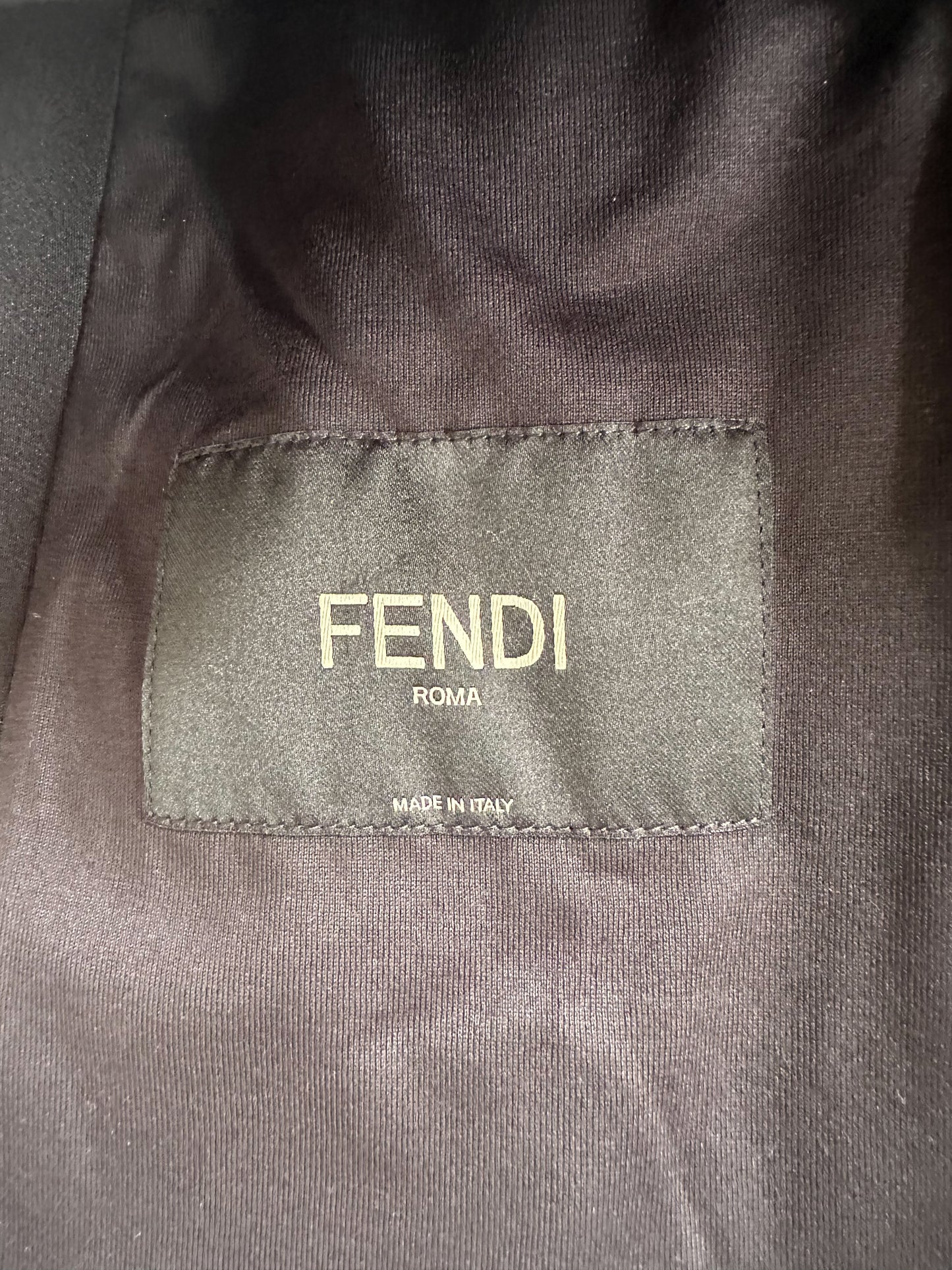 Fendi Black & White Collar Logo Bomber Jacket