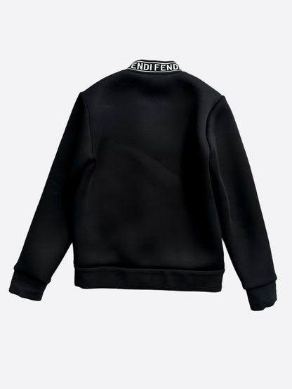 Fendi Black & White Collar Logo Bomber Jacket