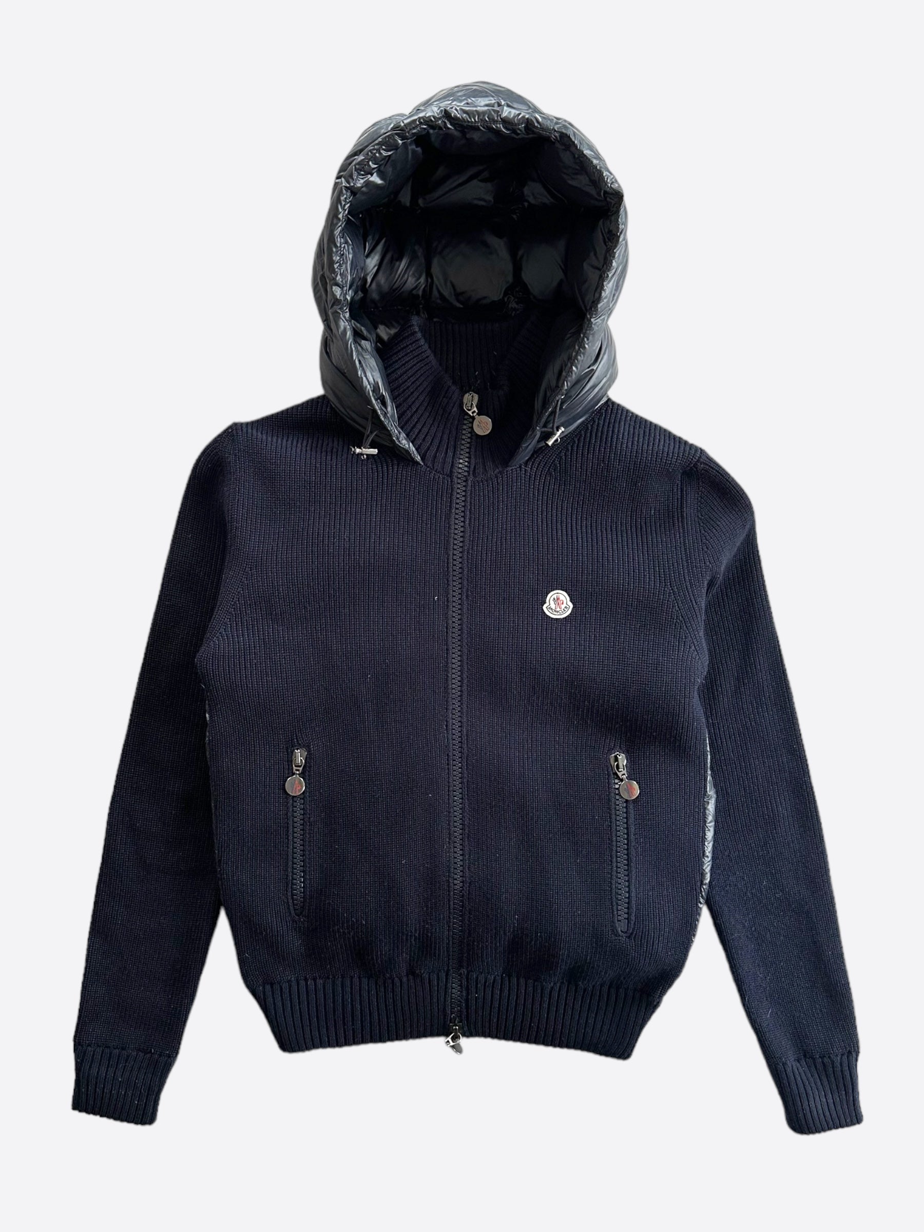 Moncler Navy Maglione Hooded Zip Up Cardigan – Savonches