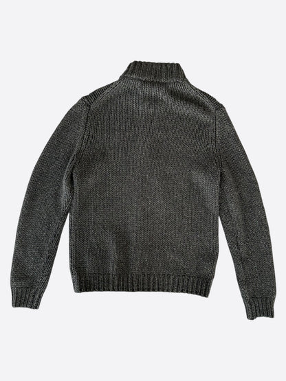 Hermes Grey Knit Cashmere Zip Up Cardigan