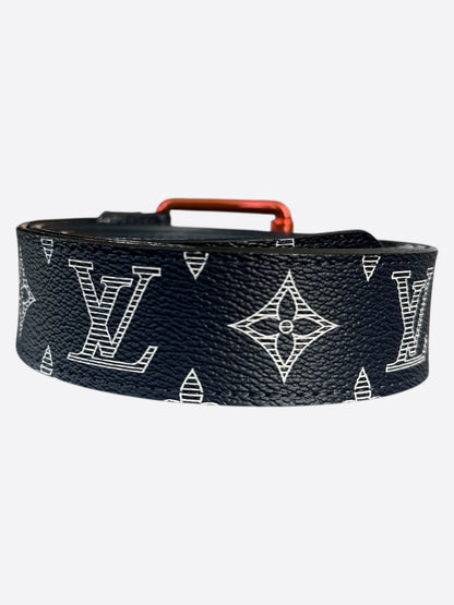 Louis Vuitton Navy Blue Monogram Upside Down Belt