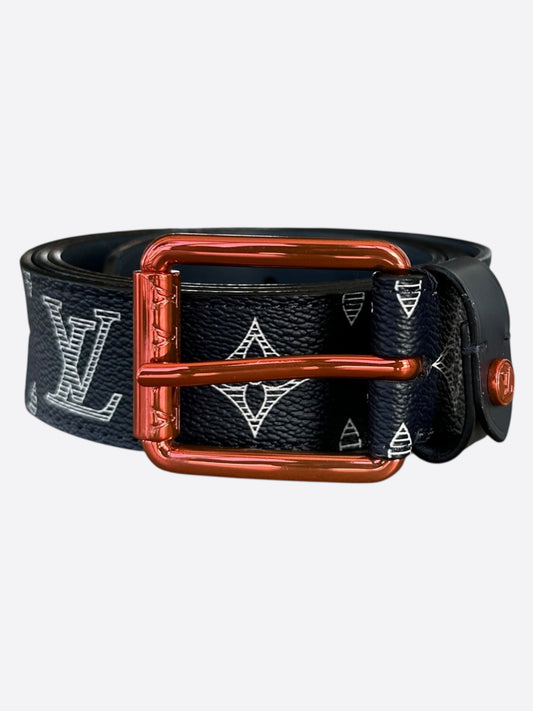 Louis Vuitton Navy Blue Monogram Upside Down Belt
