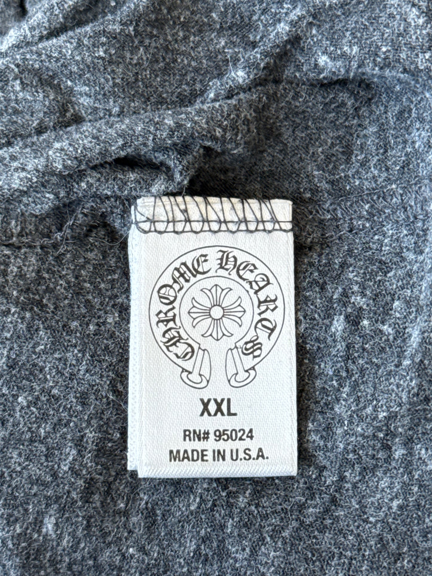 Chrome Hearts Grey & White Cross Logo V-Neck T-Shirt