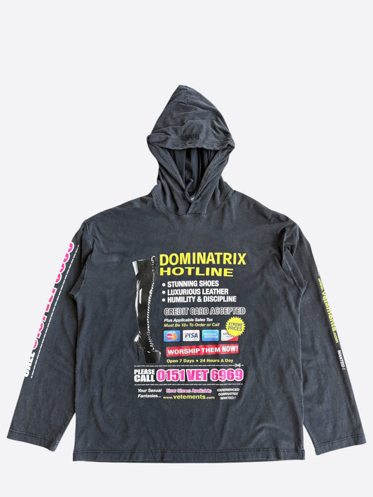 Vetements Black Dominatrix Hotline Hoodie