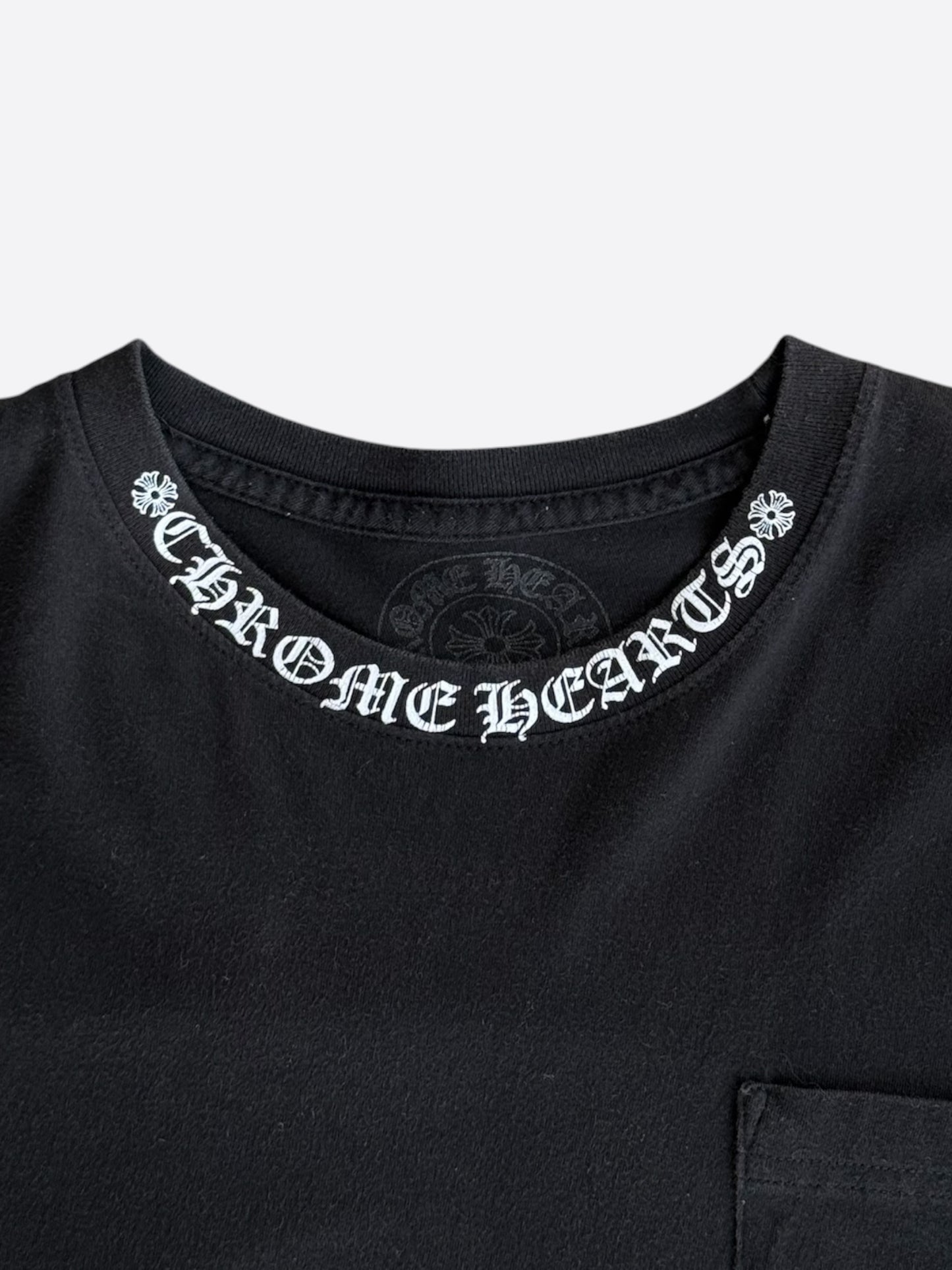 Chrome Hearts Black & White Neck Logo T-Shirt