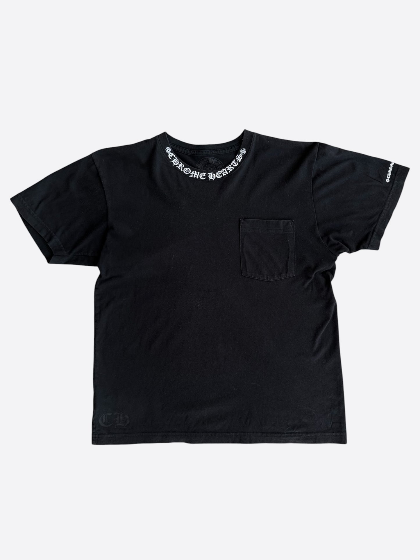 Chrome Hearts Black & White Neck Logo T-Shirt