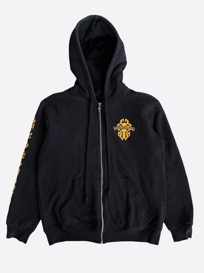 Chrome Hearts Black & Yellow Dagger Logo Zip Up Thermal Hoodie