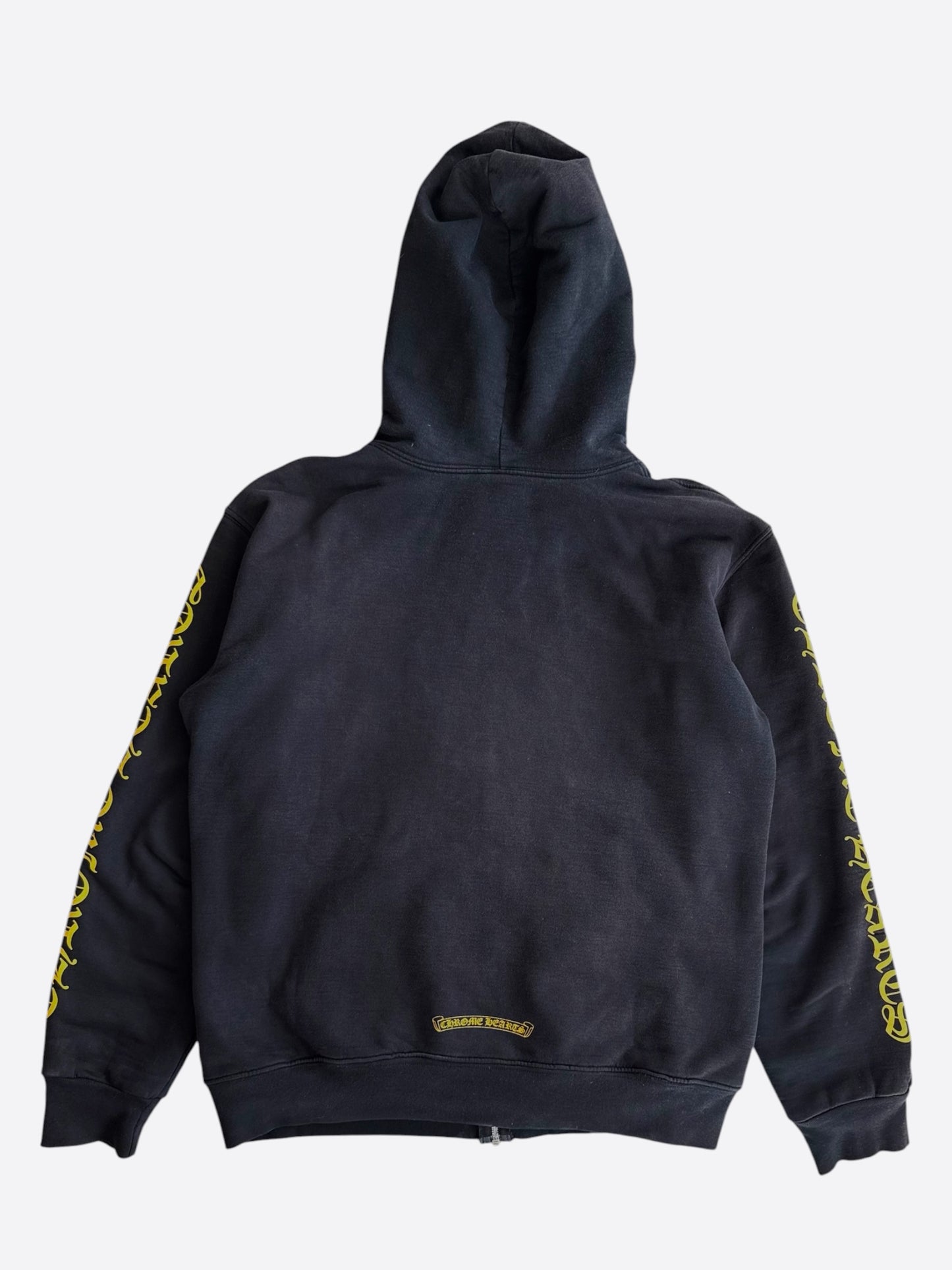 Chrome Hearts Black & Yellow Dagger Logo Zip Up Thermal Hoodie