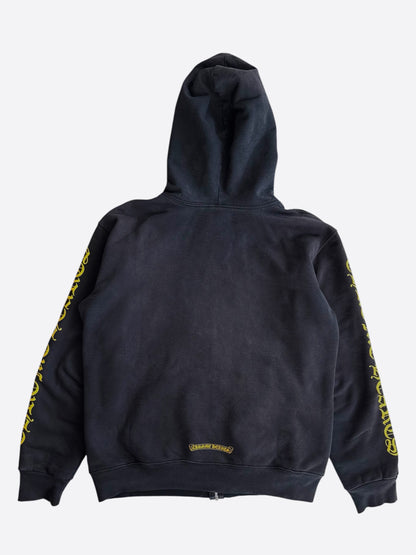 Chrome Hearts Black & Yellow Dagger Logo Zip Up Thermal Hoodie
