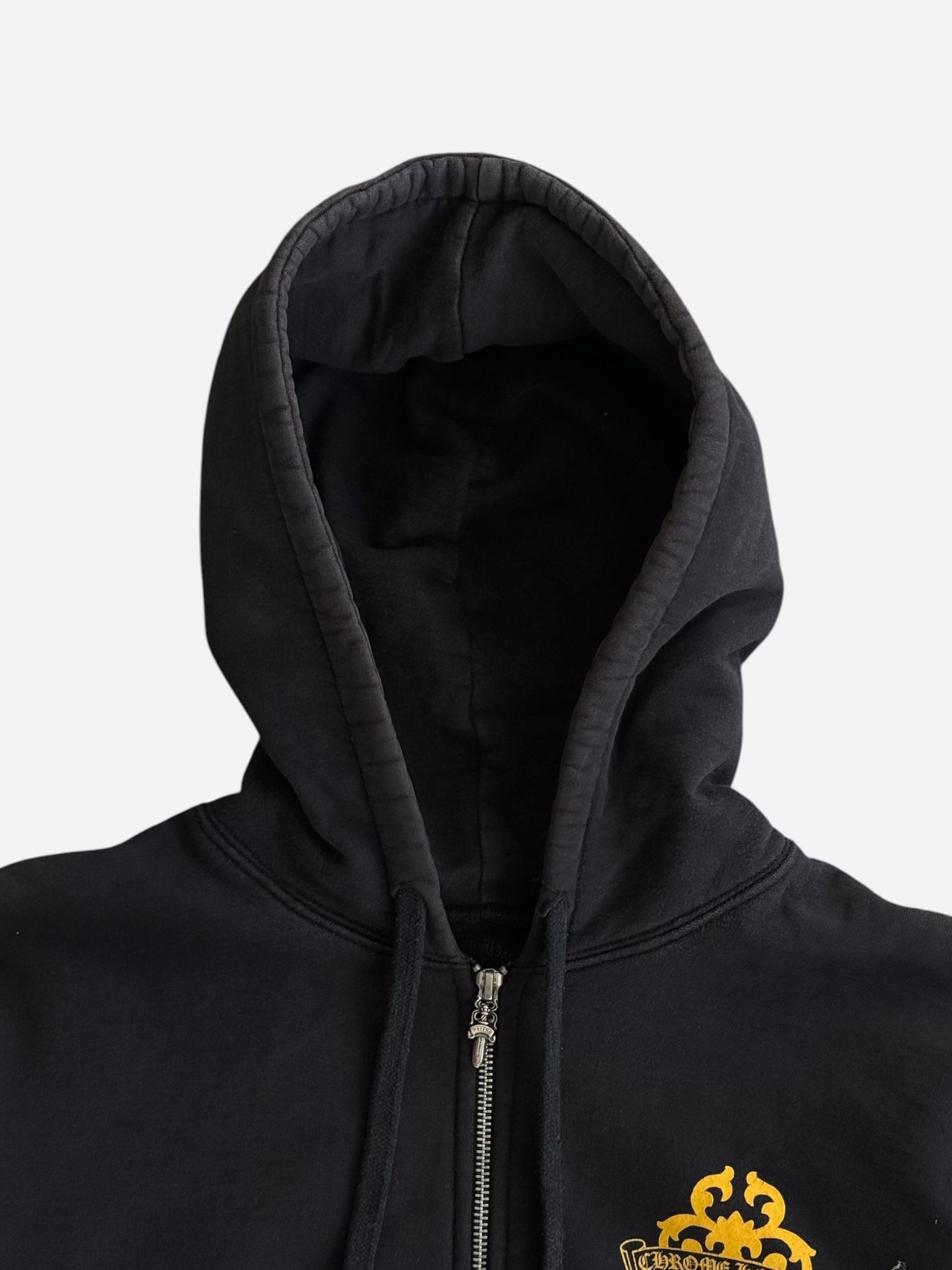 Chrome Hearts Black & Yellow Dagger Logo Zip Up Thermal Hoodie