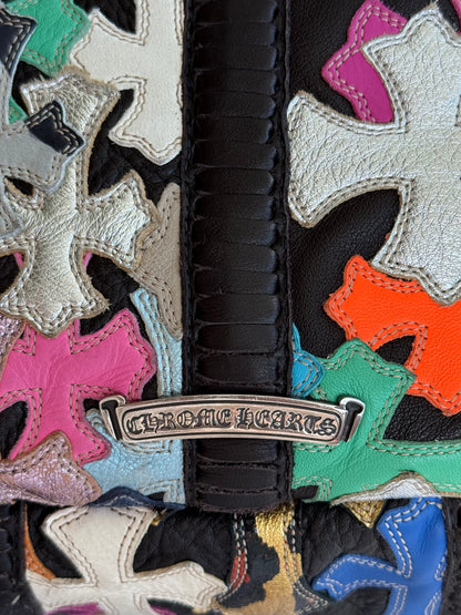 Chrome Hearts Black Multicolor Cross Patch Leather Backpack
