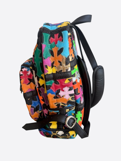 Chrome Hearts Black Multicolor Cross Patch Leather Backpack