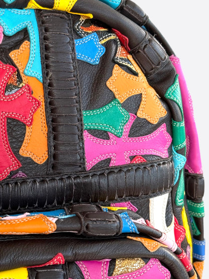 Chrome Hearts Black Multicolor Cross Patch Leather Backpack